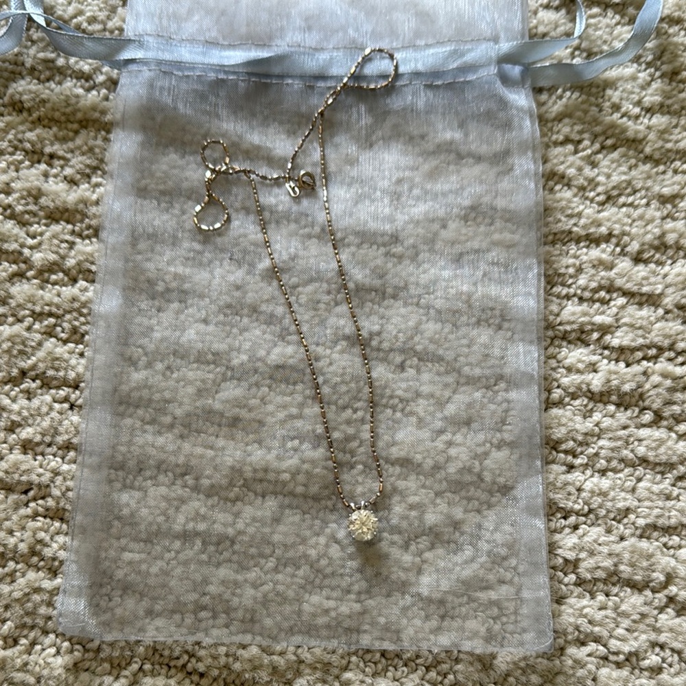 Elegant Silver Toned Necklace with Clear Stone Pendant